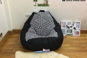 Ghế xốp dáng lê chất liệu cotton họa tiết kẻ  đen trắng GL L130 (L)