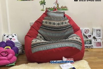 Ghế xốp dáng lê thổ cẩm hoa tuyết đỏ GL L132 (L)