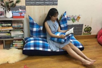 Ghế lười dáng chữ nhật kèm vương miện caro SF018