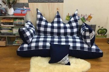 Gối lười sofa chữ nhật caro tím than 150cm SF014