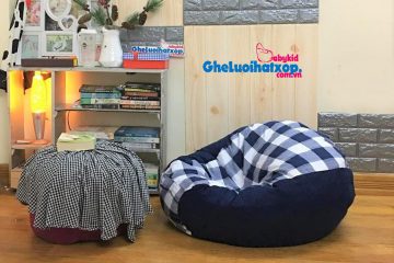 Ghế lười dáng lê họa tiết caro tím than GL L145 [S]