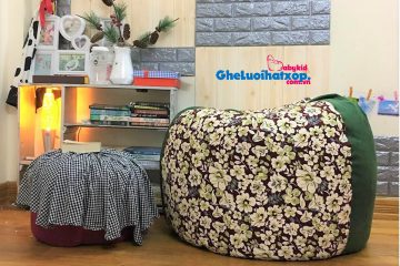 Ghế lười giọt nước hoa trắng pha xanh lá GL L147 [L]