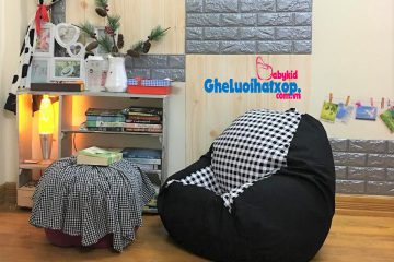 Ghế lười hình giọt nước kẻ caro pha đen GL L158 [M]