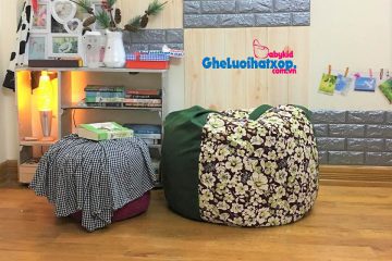 Ghế lười xốp giọt nước hoa trắng pha xanh GL L160 [M]