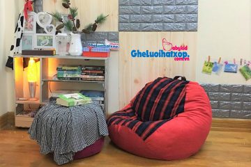 Ghế lười xốp giọt nước caro pha đỏ GL L164 [S]