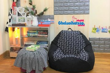 Ghế xốp dáng quả lê kẻ ziczac pha đen GL L168 [M]