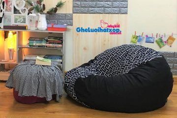 Gối hạt xốp dáng lê kẻ ziczac phối đen GL L154 [L]