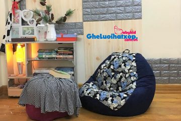 Gối lười quả lê họa tiết lá pha tím than GL L151 [S]