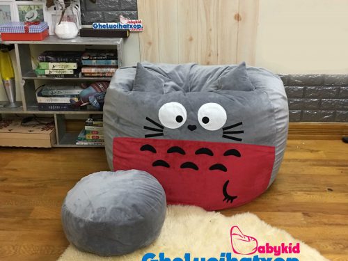 Bộ ghế lười xốp hình thú Totoro xám đỏ GL L183 [L] (3)