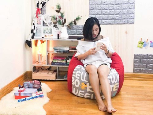 Gối xốp dáng lê họa tiết chữ pha xám GL L175 [M] (2)