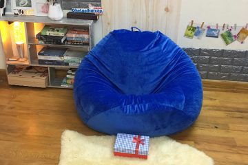 Ghế lười hạt xốp hình quả lê xanh coban nhung lạnh GL L191 [L]