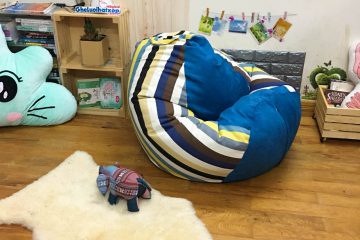 Ghế lười hạt xốp lê họa tiết kẻ sọc xanh cổ vịt GL L196 (L)