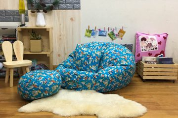 Ghế lười dáng lê  họa tiết chim xanh dương toàn bộ GL L192 (L)