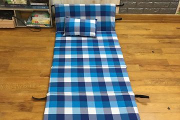 Đệm gấp văn phòng handmade cao cấp DG006 kẻ caro xanh nổi bật