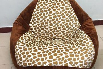 Ghế lười hình quả lê đốm nâu nhung GL L011