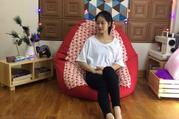 Ghế lười dáng lê hình tim mix đỏ size L GL L250