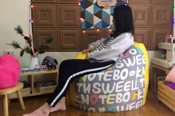 Ghế lười hạt xốp chất thô canvas mix kaki GL L220