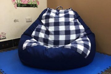 Ghế lười Babykid kẻ caro xanh trắng mix xanh than GL L222