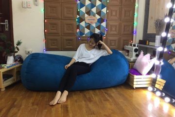 Ghế lười Babykid oval da lộn xanh cổ vịt GL OVAL01