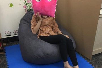 Ghế hạt xốp giọt nước cỡ lớn xám da lộn GL L227