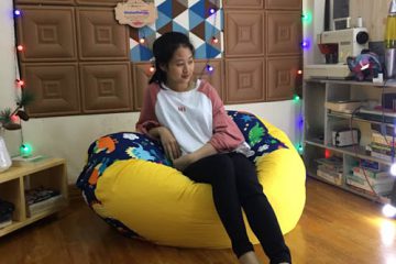 Ghế lười giọt nước họa tiết khủng long mix vàng kaki GL L268