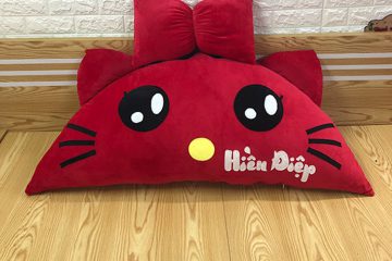 Gối tựa đầu giường Mèo đỏ gắn nơ GĐ017
