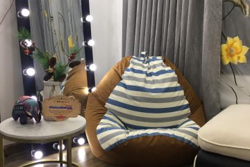 Ghế lười hạt xốp thô linen pha da lộn cỡ trung GL L066