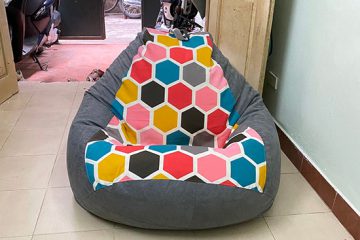 Ghế lười Babykid vải thô họa tiết lục giác nhiều màu GL L084 ( M )