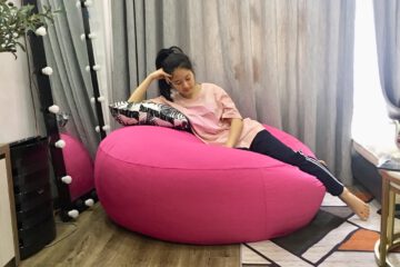 Gối lười, ghế lười hạt xốp dáng tròn vải kaki chun GL T091 ( XL )