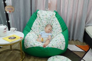Ghế lười Babykid họa tiết hoa lá mix xanh lá GL L103 ( M )
