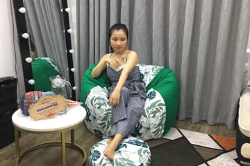 Bộ ghế lười vải thô nhật họa tiết mix kaki chun xanh lá GL L112