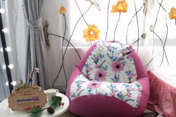 Ghế hạt xốp họa tiết hoa hồng vải thô Nhật GL L1207 (M)