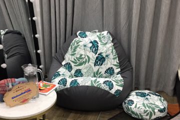 Ghế lười dáng lê họa tiết lá môn mix xám GL L110 (size XL)