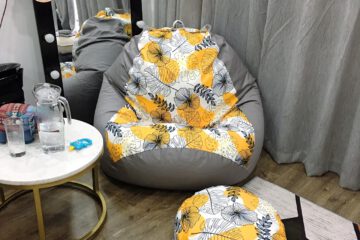 Ghế lười dáng lê họa tiết lá vàng mix xám kaki GL L116