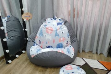 Ghế lười hạt xốp vải lụa cotton mix kaki chun  GL L 109.1