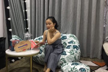 Gối lười hạt xốp vải thô nhật lá môn full GL L111