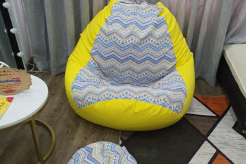 Ghế lười hạt xốp vải thô nhật họa tiết thổ cẩm mix GL L100