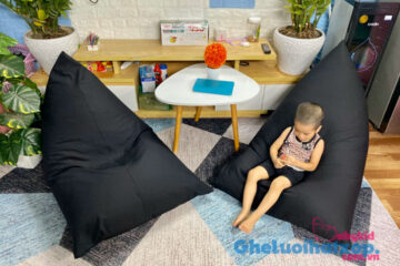 Ghế lười hạt xốp dáng thuyền vải đơn màu thô chun kích thước 1mx1m4 GL T015