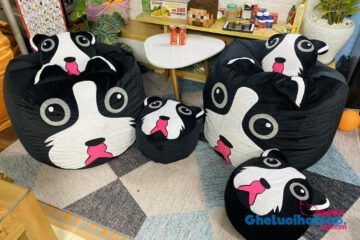 Ghế hạt xốp BBK hình cún đen nhung GL L2111