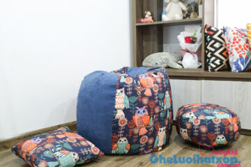 Gối hạt xốp dáng quả lê size S vải thô mix GL L2119