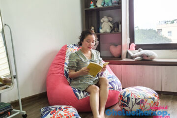 Set ghế lười hạt xốp hoạ tiết sơri mix hồng GL L2127 size M